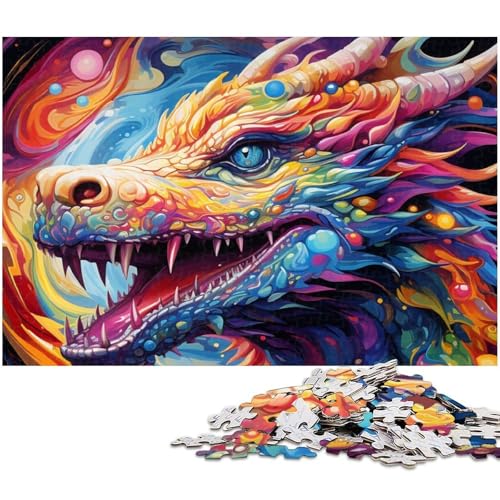 1000-teiliges Puzzle für Erwachsene, Psychedelic Art Dragon Puzzles für Erwachsene, perfekt für Halloween, Weihnachten, Geburtstagsgeschenk, 26x38cm/10,23x14,96 Zoll von MrChunlong