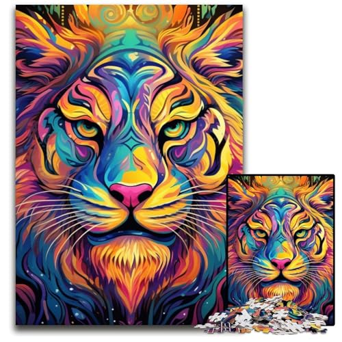1000-teiliges Puzzle für Erwachsene, Psychedelic Art Tiger, Holzpuzzle, hochschwieriges Denkspiel für Teenager, 50x75cm/19,68x29,52 Zoll 1000-teiliges Puzzle für Erwachsene, Psychedelic Art Tiger, Holzpuzzle, hochschwieriges Denkspiel für Teenager, 50x75cm/19,68x29,52 Zoll von MrChunlong