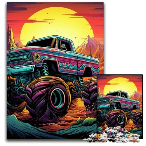 1000-teiliges Puzzle für Erwachsene, Psychedelic Truck Puzzles für Erwachsene, Denkspiel für Teenager, 50x75cm/19,68x29,52 Zoll von MrChunlong