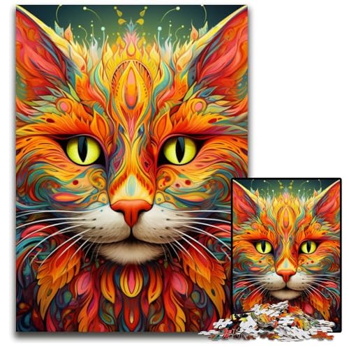 1000-teiliges Puzzle für Erwachsene, Psychedelische Katze, Papppuzzle, Hochschwieriges Denkspiel für Teenager, 26x38cm/10,23x14,96 Zoll 1000-teiliges Puzzle für Erwachsene, Psychedelische Katze, Papppuzzle, Hochschwieriges Denkspiel für Teenager, 26x38cm/10,23x14,96 Zoll von MrChunlong