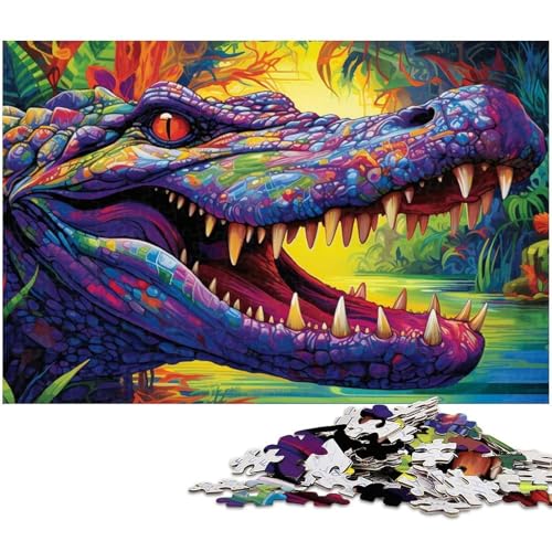 1000-teiliges Puzzle für Erwachsene, Psychedelisches Nilkrokodil-Puzzle für Erwachsene, perfekt für Halloween, Weihnachten, Geburtstagsgeschenk, 26x38cm/10,23x14,96 Zoll 1000-teiliges Puzzle für Erwachsene, Psychedelisches Nilkrokodil-Puzzle für Erwachsene, perfekt für Halloween, Weihnachten, Geburtstagsgeschenk, 26x38cm/10,23x14,96 Zoll von MrChunlong