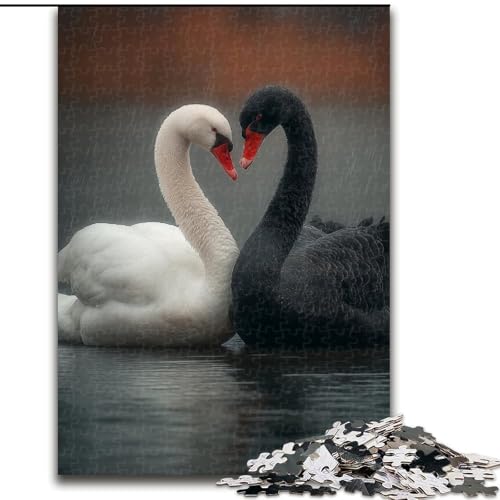 1000-teiliges Puzzle für Erwachsene, Schwarz-Weiß-Schwan, Lernspielzeug, Familienspiele, einzigartige Geburtstags- und Geschenkideen (Größe 50x75cm) von MrChunlong