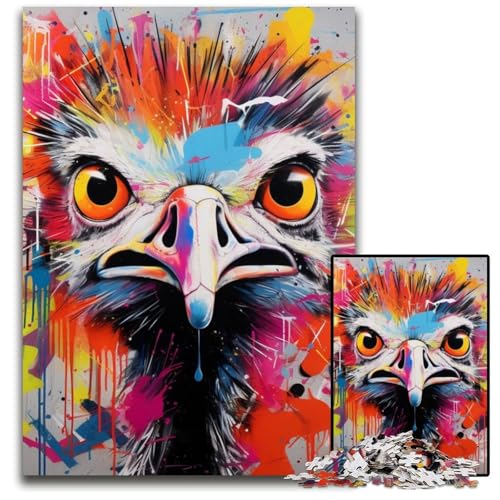 1000-teiliges Puzzle für Erwachsene, Straußen-Graffiti-Puzzle für Erwachsene, Denkspiel für Teenager, 26x38cm/10,23x14,96 Zoll 1000-teiliges Puzzle für Erwachsene, Straußen-Graffiti-Puzzle für Erwachsene, Denkspiel für Teenager, 26x38cm/10,23x14,96 Zoll von MrChunlong