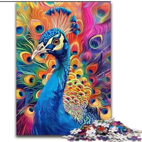 1000-teiliges Puzzle für Erwachsene, Tier-Pfauen-Puzzle aus Pappe, mit interaktivem Familienspiel, Kinder ab 14 Jahren, 1000 Teile(26x38cm) von MrChunlong