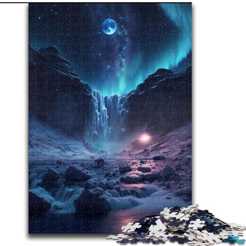 1000-teiliges Puzzle für Erwachsene, Wasserfallnacht-Puzzle aus Pappe, mit interaktivem Familienspiel, Kinder ab 14 Jahren, 1000 Teile(26x38cm) von MrChunlong