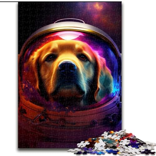 1000-teiliges Puzzle für Erwachsene, Weltraum-Golden Retriever-Puzzle aus Pappe, mit interaktivem Familienspiel, Kinder ab 14 Jahren, 1000 Teile(26x38cm) von MrChunlong