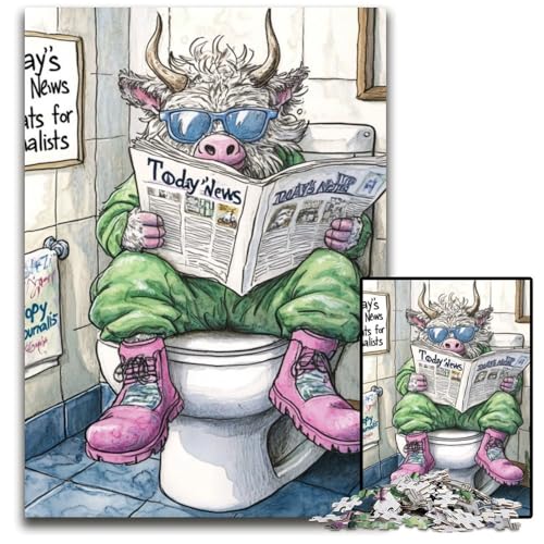 1000-teiliges Puzzle für Erwachsene, Yak Go Toilet, Holzpuzzle, hochschwieriges Denkspiel für Jugendliche, 50x75cm/19,68x29,52 Zoll 1000-teiliges Puzzle für Erwachsene, Yak Go Toilet, Holzpuzzle, hochschwieriges Denkspiel für Jugendliche, 50x75cm/19,68x29,52 Zoll von MrChunlong
