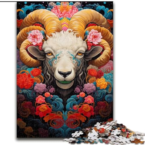 1000-teiliges Puzzle für Erwachsene, buntes Ziegen-Puzzle aus Pappe, Denkspiel für Teenager, 1000 Teile(26x38cm) von MrChunlong