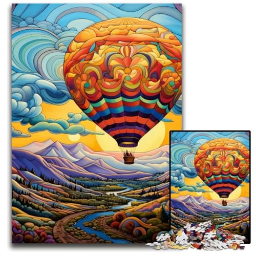 1000-teiliges Puzzle für Erwachsene, farbenfrohe Kunst, Heißluftballon, Holzpuzzle, hochschwieriges Denkspiel für Teenager, 50x75cm/19,68x29,52 Zoll 1000-teiliges Puzzle für Erwachsene, farbenfrohe Kunst, Heißluftballon, Holzpuzzle, hochschwieriges Denkspiel für Teenager, 50x75cm/19,68x29,52 Zoll von MrChunlong