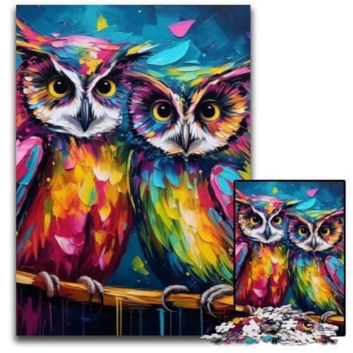 1000-teiliges Puzzle für Erwachsene, farbenfrohes Eulen-Puzzle für Erwachsene, perfekt für Halloween, Weihnachten, Geburtstagsgeschenk, 26x38cm/10,23x14,96 Zoll 1000-teiliges Puzzle für Erwachsene, farbenfrohes Eulen-Puzzle für Erwachsene, perfekt für Halloween, Weihnachten, Geburtstagsgeschenk, 26x38cm/10,23x14,96 Zoll von MrChunlong