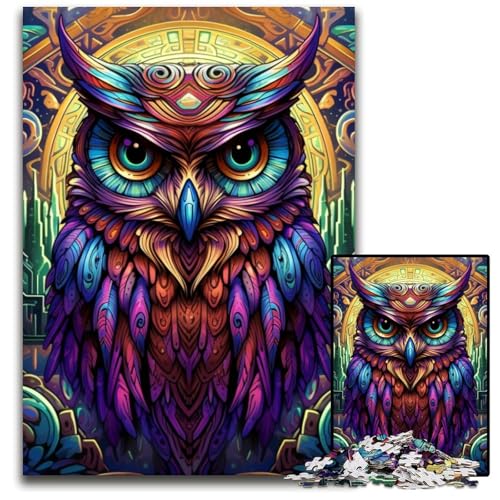 1000-teiliges Puzzle für Erwachsene, farbenfrohes Eulen-Puzzle für Erwachsene, perfekt für Halloween, Weihnachten, Geburtstagsgeschenk, 26x38cm/10,23x14,96 Zoll 1000-teiliges Puzzle für Erwachsene, farbenfrohes Eulen-Puzzle für Erwachsene, perfekt für Halloween, Weihnachten, Geburtstagsgeschenk, 26x38cm/10,23x14,96 Zoll von MrChunlong