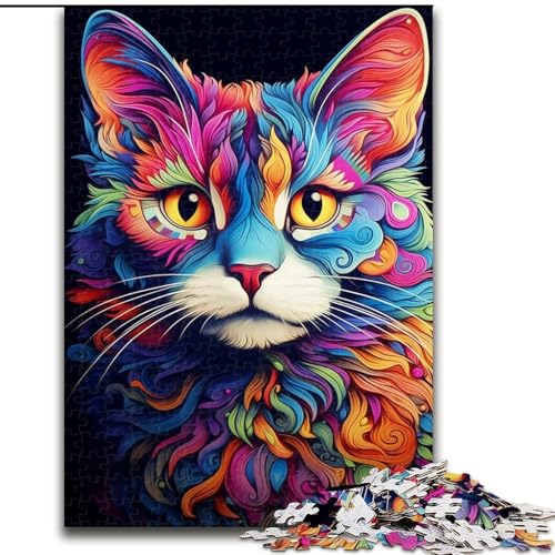 1000-teiliges Puzzle für Erwachsene, farbenfrohes Fantasie-Katzen-Puzzle aus Pappe, Denkspiel für Teenager, 1000 Teile(26x38cm) von MrChunlong