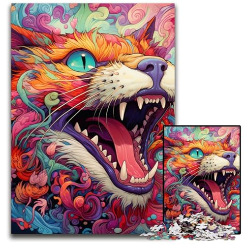 1000-teiliges Puzzle für Erwachsene, farbenfrohes Katzen-Kunst-Puzzle für Erwachsene, perfekt für Halloween, Weihnachten, Geburtstagsgeschenk, 26x38cm/10,23x14,96 Zoll 1000-teiliges Puzzle für Erwachsene, farbenfrohes Katzen-Kunst-Puzzle für Erwachsene, perfekt für Halloween, Weihnachten, Geburtstagsgeschenk, 26x38cm/10,23x14,96 Zoll von MrChunlong