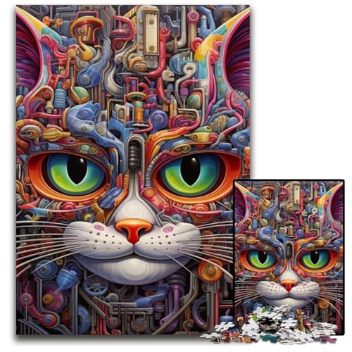 1000-teiliges Puzzle für Erwachsene, farbenfrohes Katzen-Kunst-Puzzle für Erwachsene, perfekt für Halloween, Weihnachten, Geburtstagsgeschenk, 50x75cm/19,68x29,52 Zoll 1000-teiliges Puzzle für Erwachsene, farbenfrohes Katzen-Kunst-Puzzle für Erwachsene, perfekt für Halloween, Weihnachten, Geburtstagsgeschenk, 50x75cm/19,68x29,52 Zoll von MrChunlong