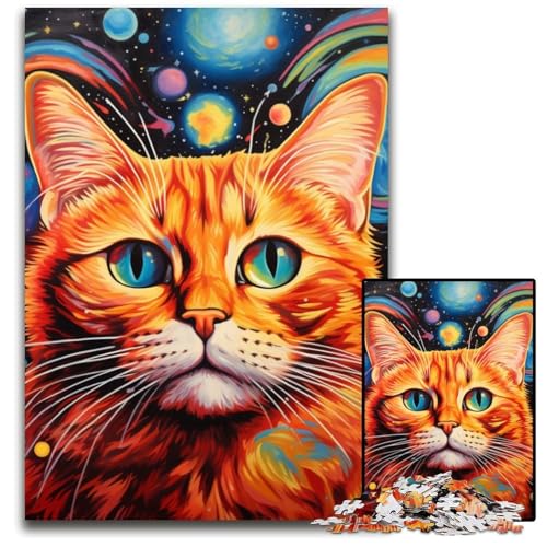 1000-teiliges Puzzle für Erwachsene, farbenfrohes Katzen-Kunstpuzzle aus Pappe, hochschwieriges Denkspiel für Jugendliche, 26x38cm/10,23x14,96 Zoll von MrChunlong