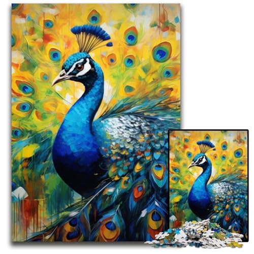 1000-teiliges Puzzle für Erwachsene, farbenfrohes Pfauen-Kunst-Holzpuzzle, hochschwieriges Denkspiel für Jugendliche, 50x75cm/19,68x29,52 Zoll 1000-teiliges Puzzle für Erwachsene, farbenfrohes Pfauen-Kunst-Holzpuzzle, hochschwieriges Denkspiel für Jugendliche, 50x75cm/19,68x29,52 Zoll von MrChunlong