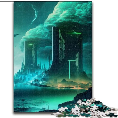 1000-teiliges Puzzle für Erwachsene, futuristisches Stadtgebäude-Puzzle, aus Pappe, entspannende Unterhaltung, Heimdekoration, 1000 Teile(26x38cm) von MrChunlong