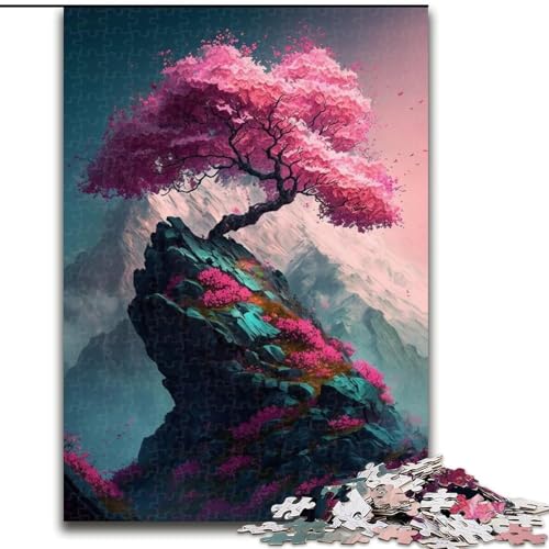 1000-teiliges Puzzle für Erwachsene, rosa Kirschblütenbaum-Puzzle aus Pappe, mit interaktivem Familienspiel, Kinder ab 14 Jahren, 1000 Teile(26x38cm) von MrChunlong