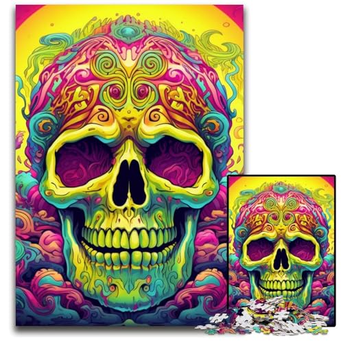 1000-teiliges Puzzle für Erwachsene, rosa Totenkopf-Puzzle für Erwachsene, perfekt für Halloween, Weihnachten, Geburtstagsgeschenk, 26x38cm/10,23x14,96 Zoll 1000-teiliges Puzzle für Erwachsene, rosa Totenkopf-Puzzle für Erwachsene, perfekt für Halloween, Weihnachten, Geburtstagsgeschenk, 26x38cm/10,23x14,96 Zoll von MrChunlong
