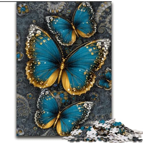 1000-teiliges Puzzle für Erwachsene, schöner Blauer Schmetterling, Lernspielzeug, Familienspiele, einzigartige Geburtstags- und Geschenkideen (Größe 26x38cm) von MrChunlong