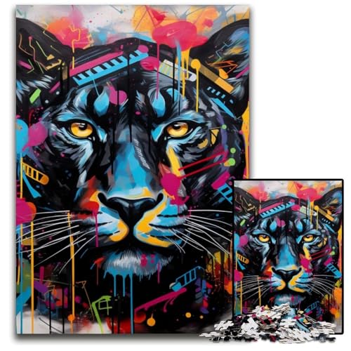 1000-teiliges Puzzle für Erwachsene, schwarzer Leopard, Holzpuzzle, hochschwieriges Denkspiel für Jugendliche, 50x75cm/19,68x29,52 Zoll 1000-teiliges Puzzle für Erwachsene, schwarzer Leopard, Holzpuzzle, hochschwieriges Denkspiel für Jugendliche, 50x75cm/19,68x29,52 Zoll von MrChunlong