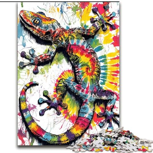1000-teiliges Puzzle für Erwachsene und Jugendliche, Aquarell-Gecko, Lernspiele, Heimdekoration, ganze Familie (Größe 26x38cm) von MrChunlong