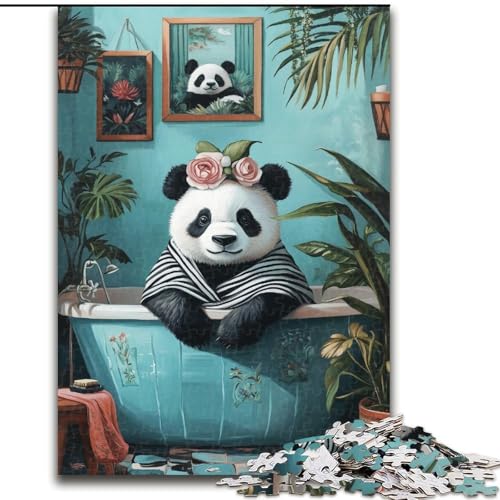 1000-teiliges Puzzle für Erwachsene und Jugendliche, Badezimmer-Panda, dekomprimierendes intellektuelles Lernspielzeug, ganze Familie (Größe 50x75cm) von MrChunlong