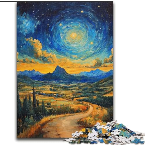 1000-teiliges Puzzle für Erwachsene und Jugendliche, Berge unter dem Nachthimmel, Elefantenspielzeug, Denkspiel, Geburtstagsgeschenk, Geschenke, Wandkunst für Kinder ab 14 Jahren (Größe 50x75cm) von MrChunlong
