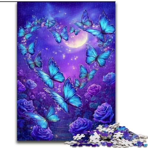 1000-teiliges Puzzle für Erwachsene und Jugendliche, Blauer Schmetterling, entspannendes intellektuelles Lernspielzeug, Geburtstagsgeschenk, Geschenke, Wandkunst (Größe 26x38cm) von MrChunlong