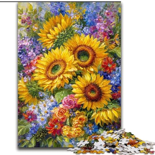 1000-teiliges Puzzle für Erwachsene und Jugendliche, Blumen, Sonnenblume, für Kinder ab 14 Jahren, Heimdekoration als Geschenk für die ganze Familie und Freunde (Größe 50x75cm) von MrChunlong