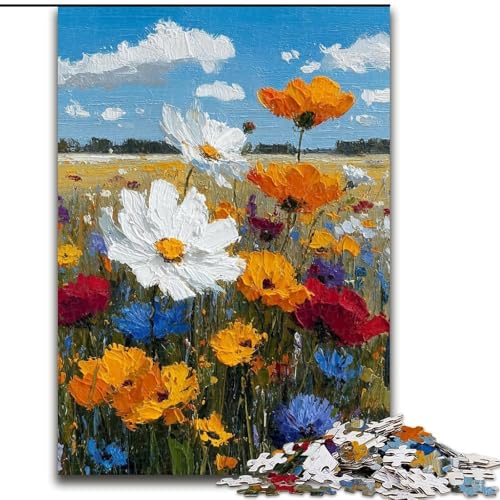 1000-teiliges Puzzle für Erwachsene und Jugendliche, Blumen-Ölgemälde, Lernspielzeug und Spiele für Erwachsene und Jugendliche (Größe 26x38cm) von MrChunlong