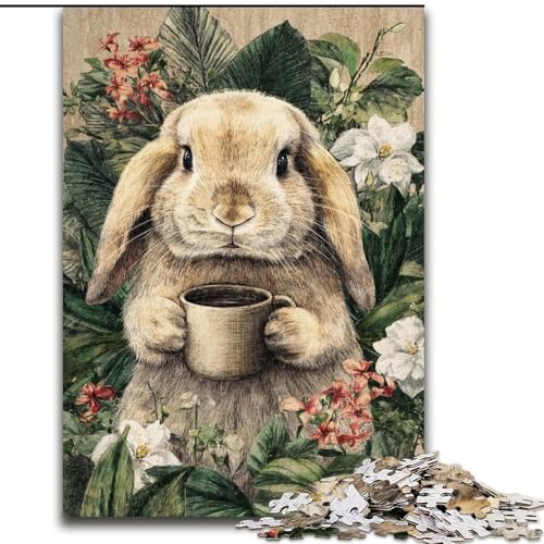 1000-teiliges Puzzle für Erwachsene und Jugendliche, Blumen und Kaninchen, Lernspielzeug und Spiele für Erwachsene und Jugendliche (Größe 50x75cm) von MrChunlong