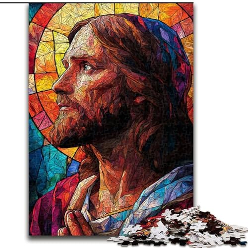 1000-teiliges Puzzle für Erwachsene und Jugendliche, Buntglas-Jesus, Elefantenspielzeug, Denkspiel, Geburtstagsgeschenk, Geschenke, Wandkunst für Kinder ab 14 Jahren (Größe 50x75cm) von MrChunlong