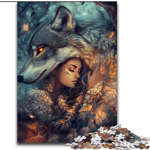 1000-teiliges Puzzle für Erwachsene und Jugendliche, Der Wolf und das Mädchen, Elefantenspielzeug, Denkspiel, Geburtstagsgeschenk, Geschenke, Wandkunst für Kinder ab 14 Jahren (Größe 26x38cm) von MrChunlong