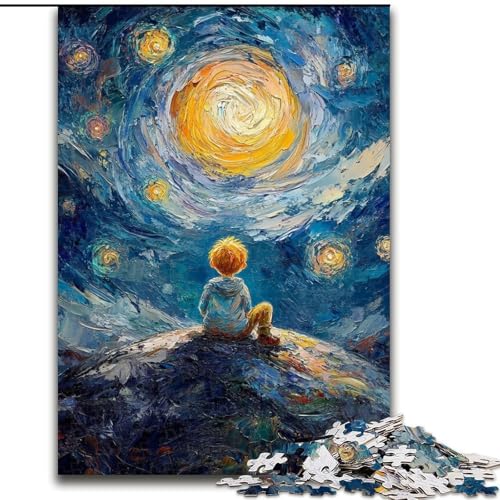 1000-teiliges Puzzle für Erwachsene und Jugendliche, Der kleine Prinz des Nachthimmels, Lernspiele, Heimdekoration, geeignet als Schreibtischdekoration (Größe 26x38cm) von MrChunlong
