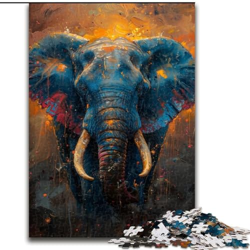 1000-teiliges Puzzle für Erwachsene und Jugendliche, Elefantentier, Elefantenspielzeug, Denkspiel, Geburtstagsgeschenk, Geschenke, Wandkunst für Kinder ab 14 Jahren (Größe 26x38cm) von MrChunlong
