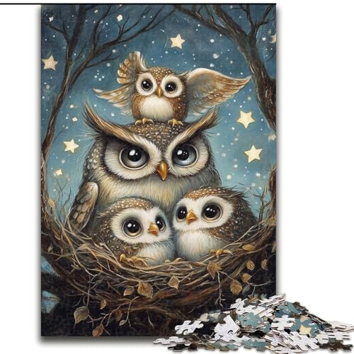 1000-teiliges Puzzle für Erwachsene und Jugendliche, Eulenfamilie, Lernspiele, Heimdekoration, ganze Familie (Größe 26x38cm) von MrChunlong