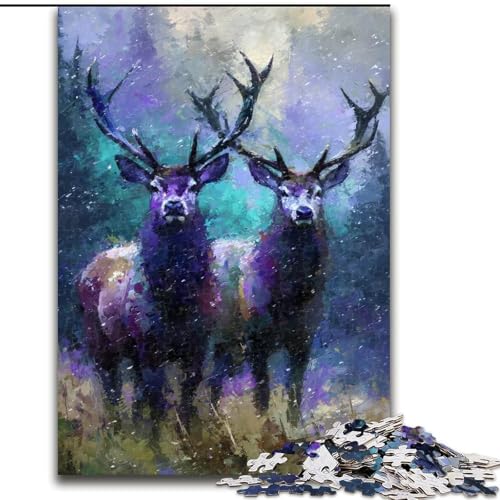 1000-teiliges Puzzle für Erwachsene und Jugendliche, Fantasy-Hirsch, Lernspiele, Heimdekoration, geeignet für die Schreibtischdekoration (Größe 26x38cm) von MrChunlong