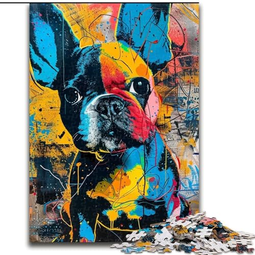 1000-teiliges Puzzle für Erwachsene und Jugendliche, Französische Bulldogge-Graffiti, entspannendes intellektuelles Lernspielzeug, Geburtstagsgeschenk, Geschenke, Wandkunst (Größe 26x38cm) von MrChunlong