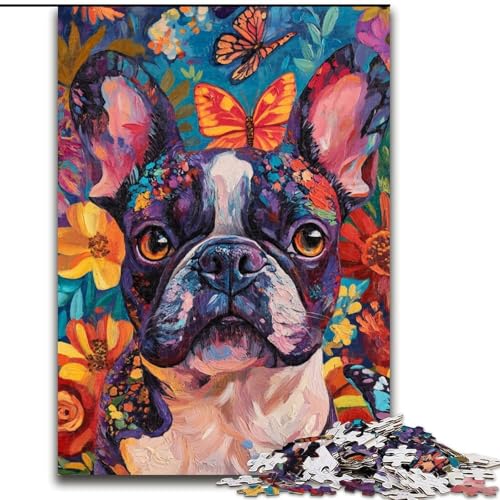 1000-teiliges Puzzle für Erwachsene und Jugendliche, Französische Bulldoggen-Graffiti, Lernspielzeug und Spiele für Erwachsene und Jugendliche (Größe 50x75cm) von MrChunlong