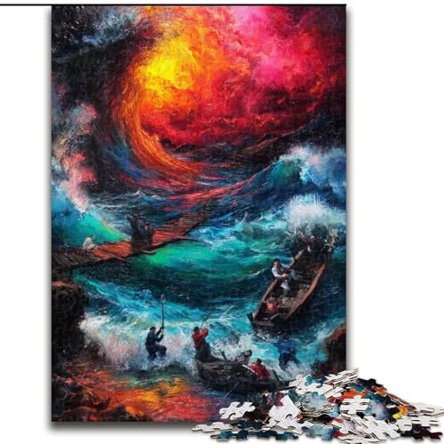 1000-teiliges Puzzle für Erwachsene und Jugendliche, Geheimnisvolle Wellen, Elefantenspielzeug, Denkspiel, Geburtstagsgeschenk, Geschenke, Wandkunst für Kinder ab 14 Jahren (Größe 26x38cm) von MrChunlong