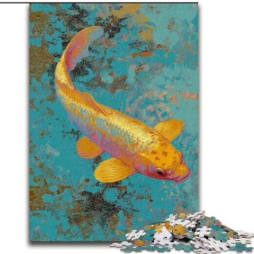 1000-teiliges Puzzle für Erwachsene und Jugendliche, Goldener Koi, Lernspiele, Heimdekoration, geeignet für die Schreibtischdekoration (Größe 26x38cm) von MrChunlong