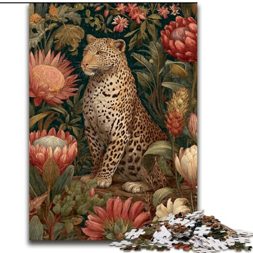1000-teiliges Puzzle für Erwachsene und Jugendliche, Goldener Leopard, Elefantenspielzeug, Denkspiel, Geburtstagsgeschenk, Geschenke, Wandkunst für Kinder ab 14 Jahren (Größe 50x75cm) von MrChunlong