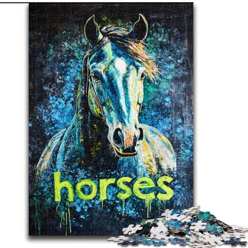 1000-teiliges Puzzle für Erwachsene und Jugendliche, Graffiti-Pferd, Lernspielzeug und Spiele für Erwachsene und Jugendliche (Größe 26x38cm) von MrChunlong