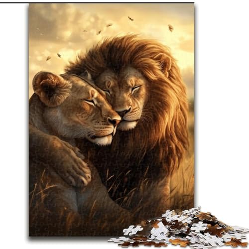 1000-teiliges Puzzle für Erwachsene und Jugendliche, Graslandlöwe, Lernspiele, Heimdekoration, ganze Familie (Größe 50x75cm) von MrChunlong