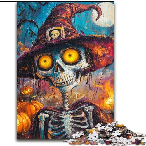 1000-teiliges Puzzle für Erwachsene und Jugendliche, Halloween-Skelett, dekomprimierendes intellektuelles Lernspielzeug, ganze Familie (Größe 50x75cm) von MrChunlong