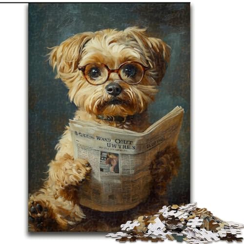 1000-teiliges Puzzle für Erwachsene und Jugendliche, Hund liest Zeitung, Elefantenspielzeug, Denkspiel, Geburtstagsgeschenk, Geschenke, Wandkunst für Kinder ab 14 Jahren (Größe 50x75cm) von MrChunlong