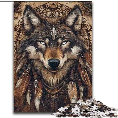 1000-teiliges Puzzle für Erwachsene und Jugendliche, Indischer Wolf, Lernspielzeug und Spiele für Erwachsene und Jugendliche (Größe 50x75cm) von MrChunlong