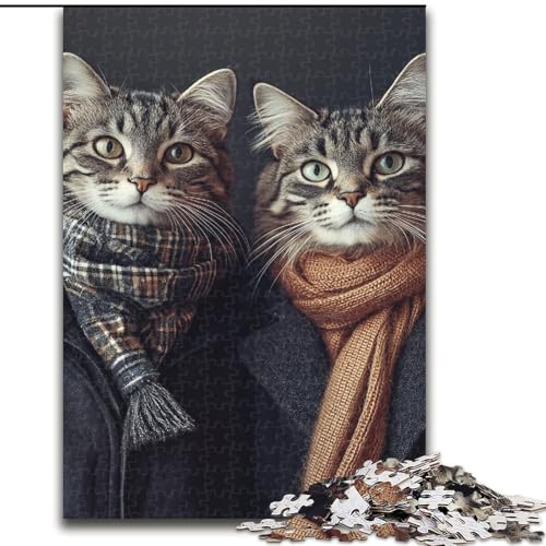 1000-teiliges Puzzle für Erwachsene und Jugendliche, Katzenpaar, Familienaktivität, einzigartige Heimdekoration und Geschenke für Kinder ab 14 Jahren (Größe 50x75cm) von MrChunlong