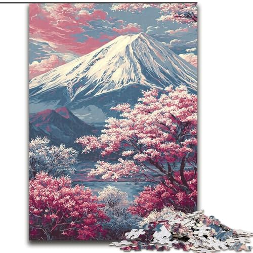 1000-teiliges Puzzle für Erwachsene und Jugendliche, Kirschblüten-Berg Fuji, Elefantenspielzeug, Denkspiel, Geburtstagsgeschenk, Geschenke, Wandkunst für Kinder ab 14 Jahren (Größe 26x38cm) von MrChunlong